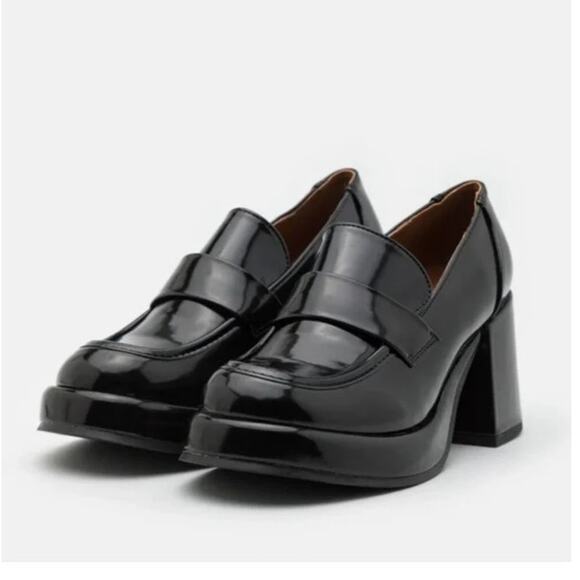 NEW Steve Madden Madden Girl Delphine Black Chunky Loafer Platform Heels 8.5 - Picture 1 of 7